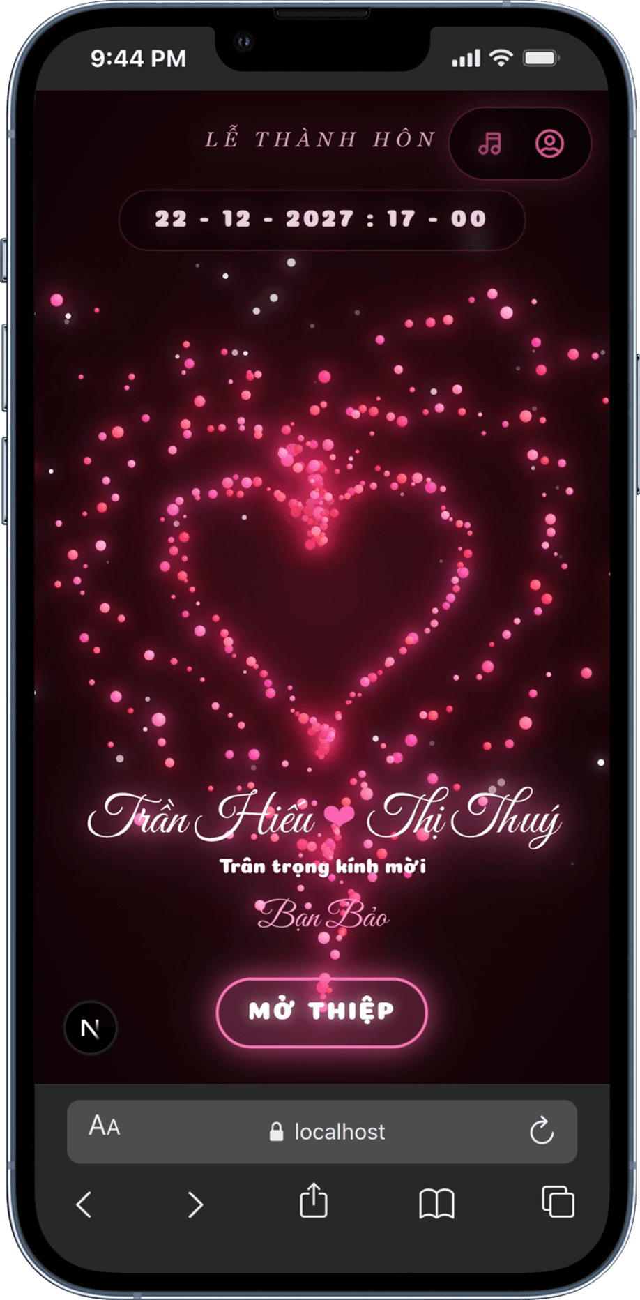 Thiệp cưới Tâm Hồng Dạ Vũ - Ảnh 1